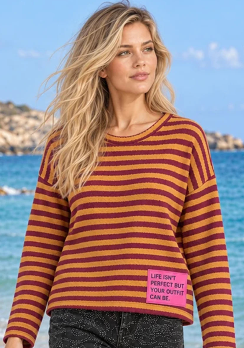 Knit Longsleeve stripes - Plum/Gold