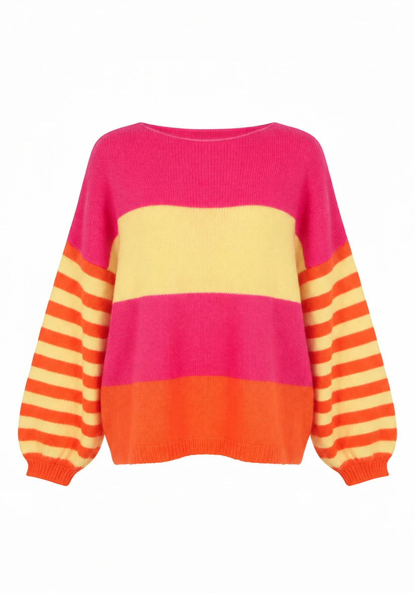 Knit Sweater Striped Sleeves