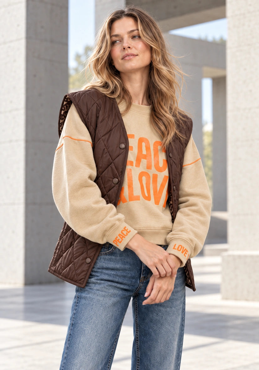 Vest Leo button Chocolate